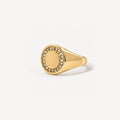 Celia Pinky Signet Ring | 18k Gold Plated, Circle Pave Crystals 0