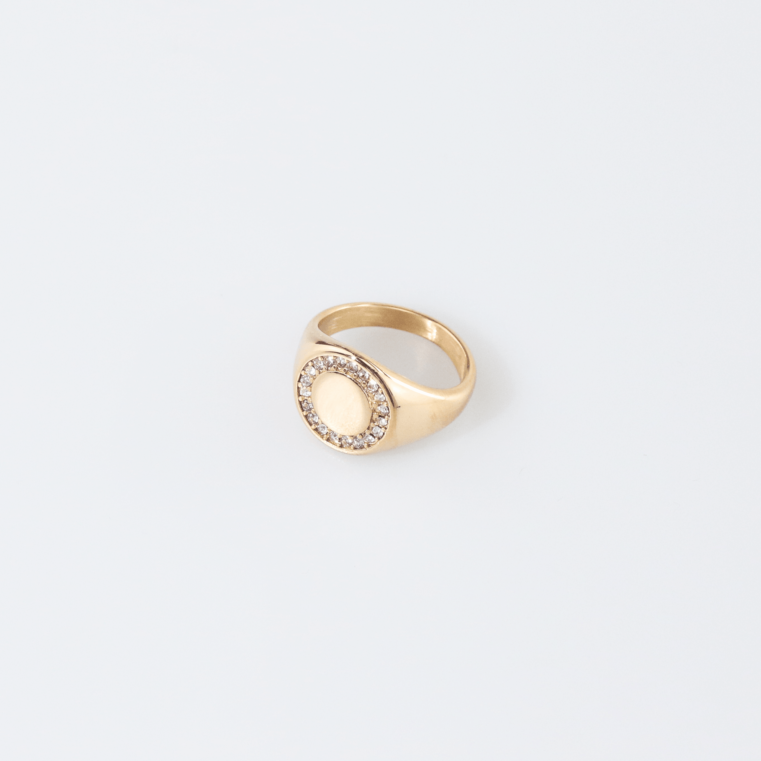 Celia Pinky Signet Ring | 18k Gold Plated, Circle Pave Crystals 5