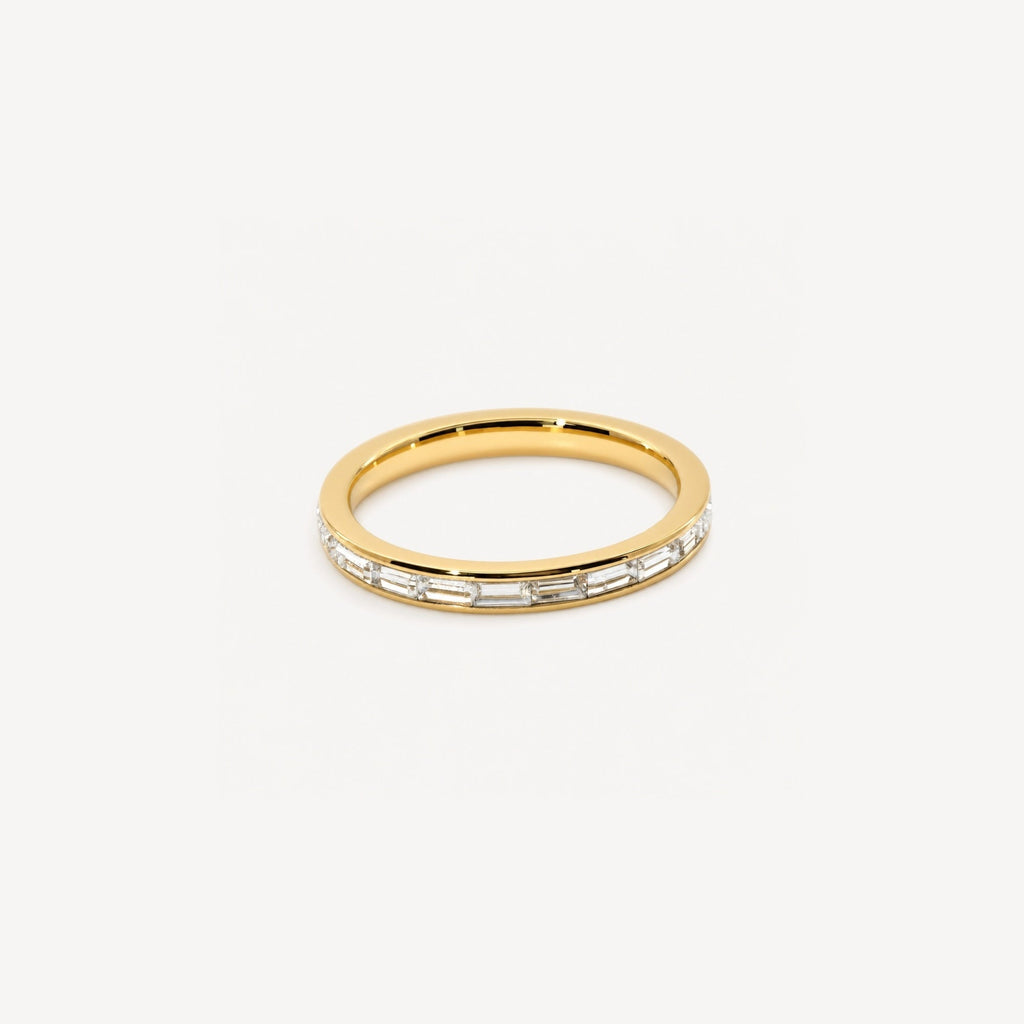 Celia Slim Band Ring | 18k Gold Plated, Crystal Baguette 0