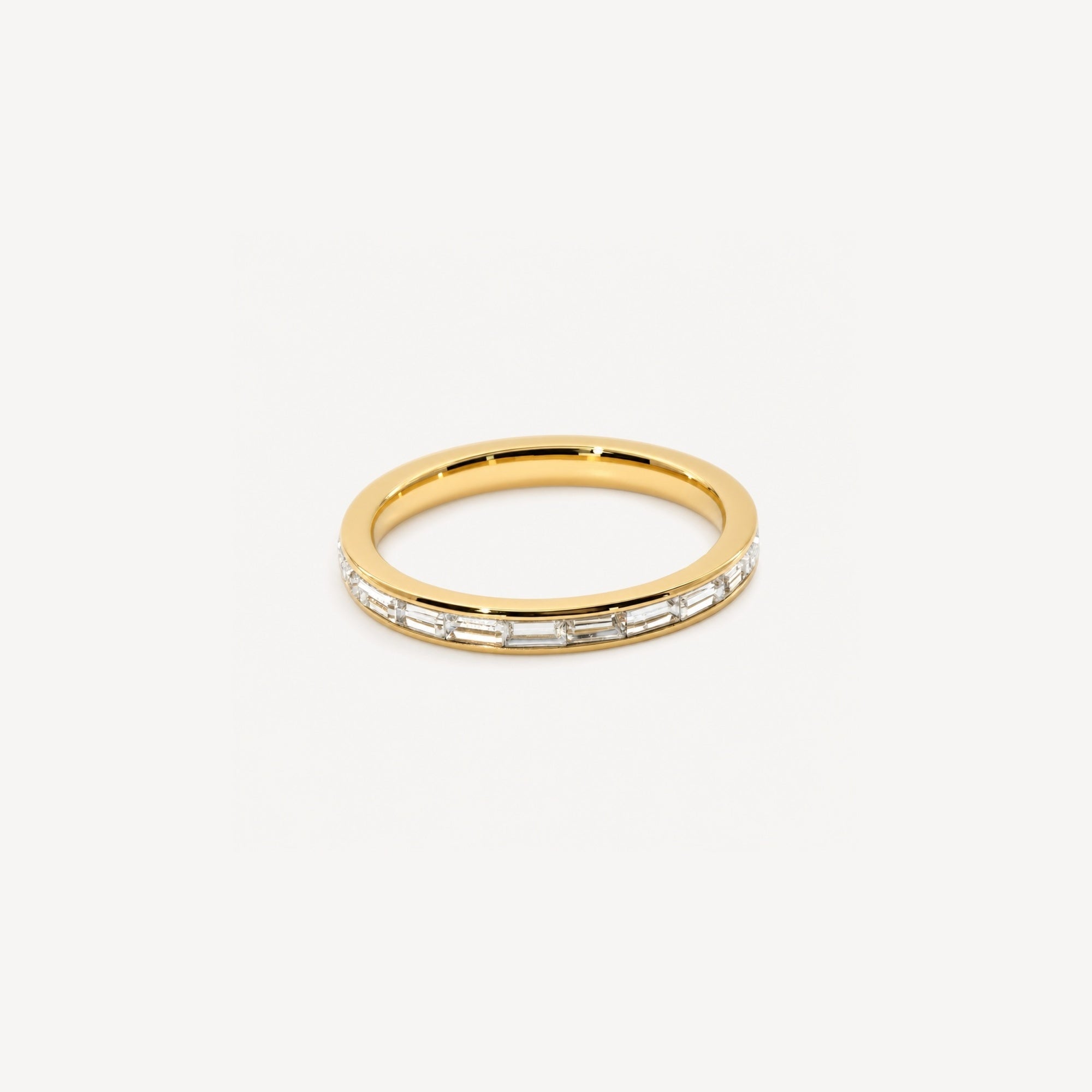 Celia Slim Band Ring | 18k Gold Plated, Crystal Baguette 0