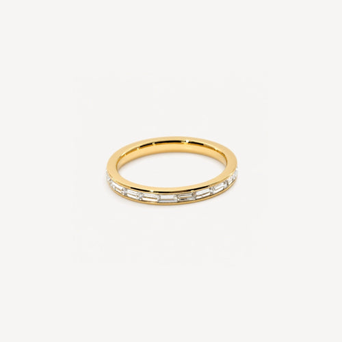 Celia Slim Band Ring | 18k Gold Plated, Crystal Baguette 0