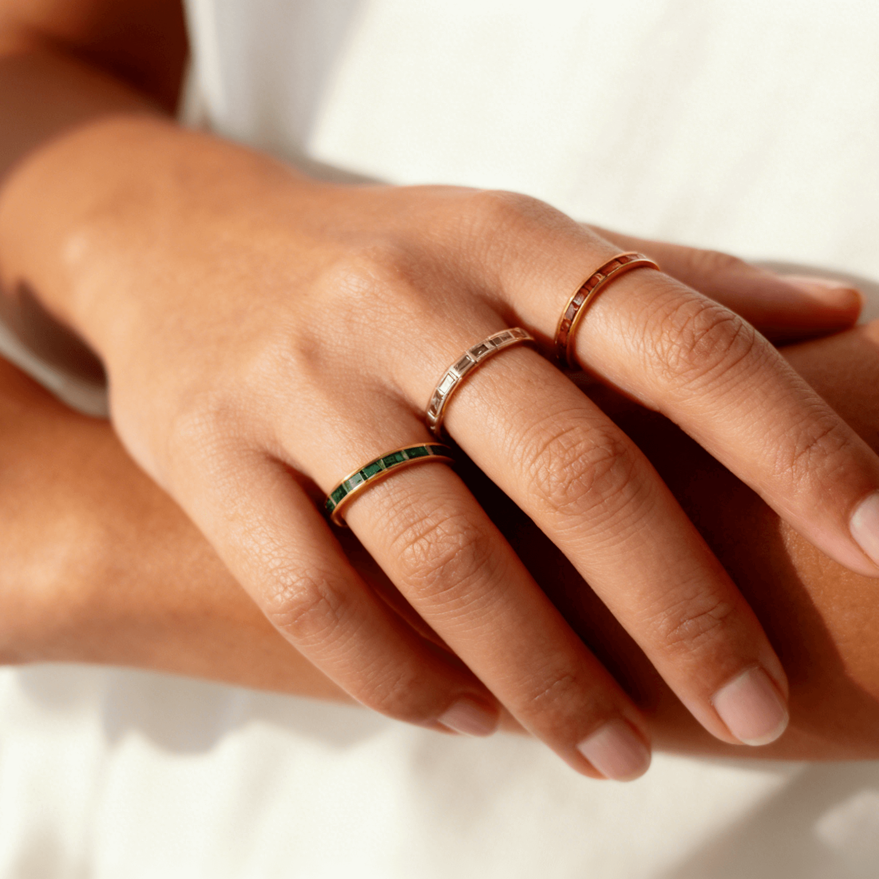 Celia Slim Band Ring | 18k Gold Plated, Crystal Baguette 1
