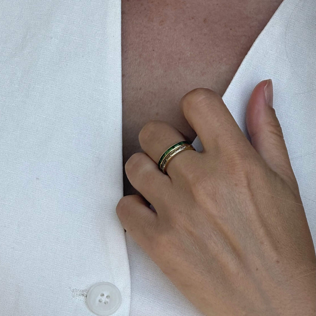 Celia Slim Band Ring | 18k Gold Plated, Crystal Baguette 4