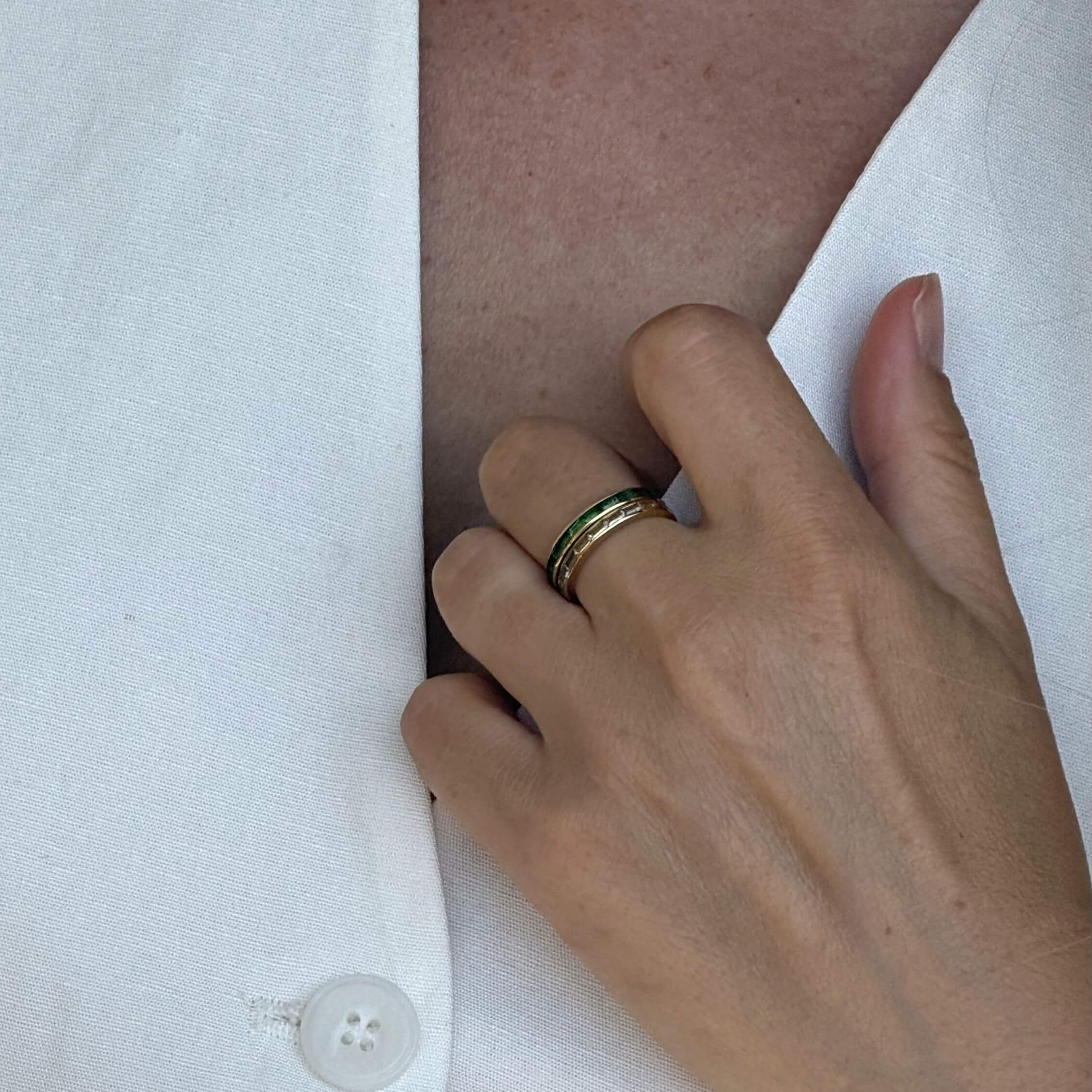 Celia Slim Band Ring | 18k Gold Plated, Crystal Baguette 4