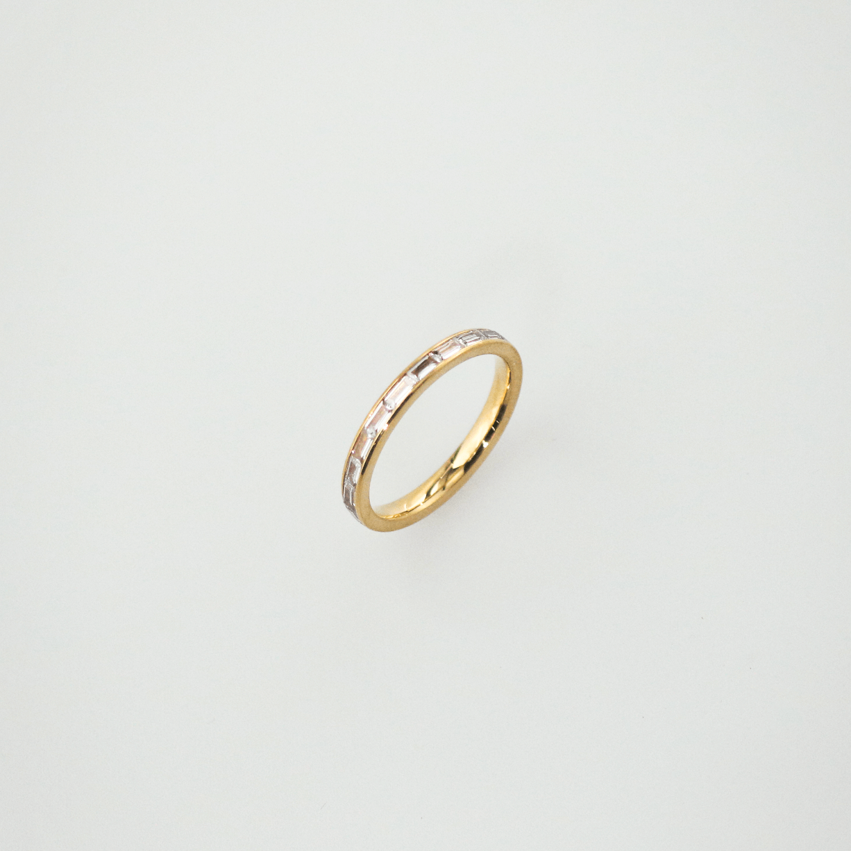 Celia Slim Band Ring | 18k Gold Plated, Crystal Baguette 5