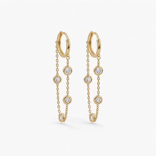 Celina Chain Hoop Earrings | 18k Gold Plated, Crystal Accented 0