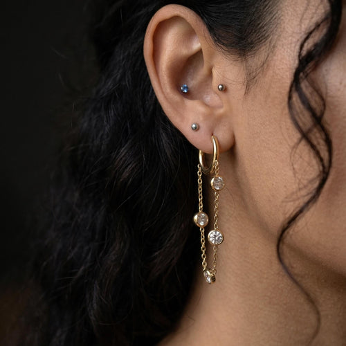 Celina Chain Hoop Earrings | 18k Gold Plated, Crystal Accented 1
