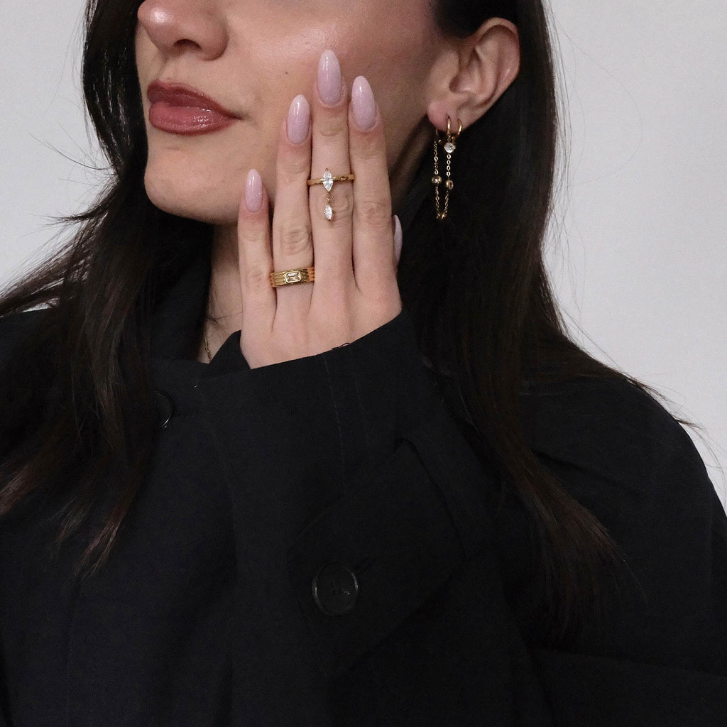 Celina Chain Hoop Earrings | 18k Gold Plated, Crystal Accented 3