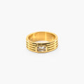 Cleo Ribbed Ring | 18k Gold Plated, Emerald-Cut Crystal 0
