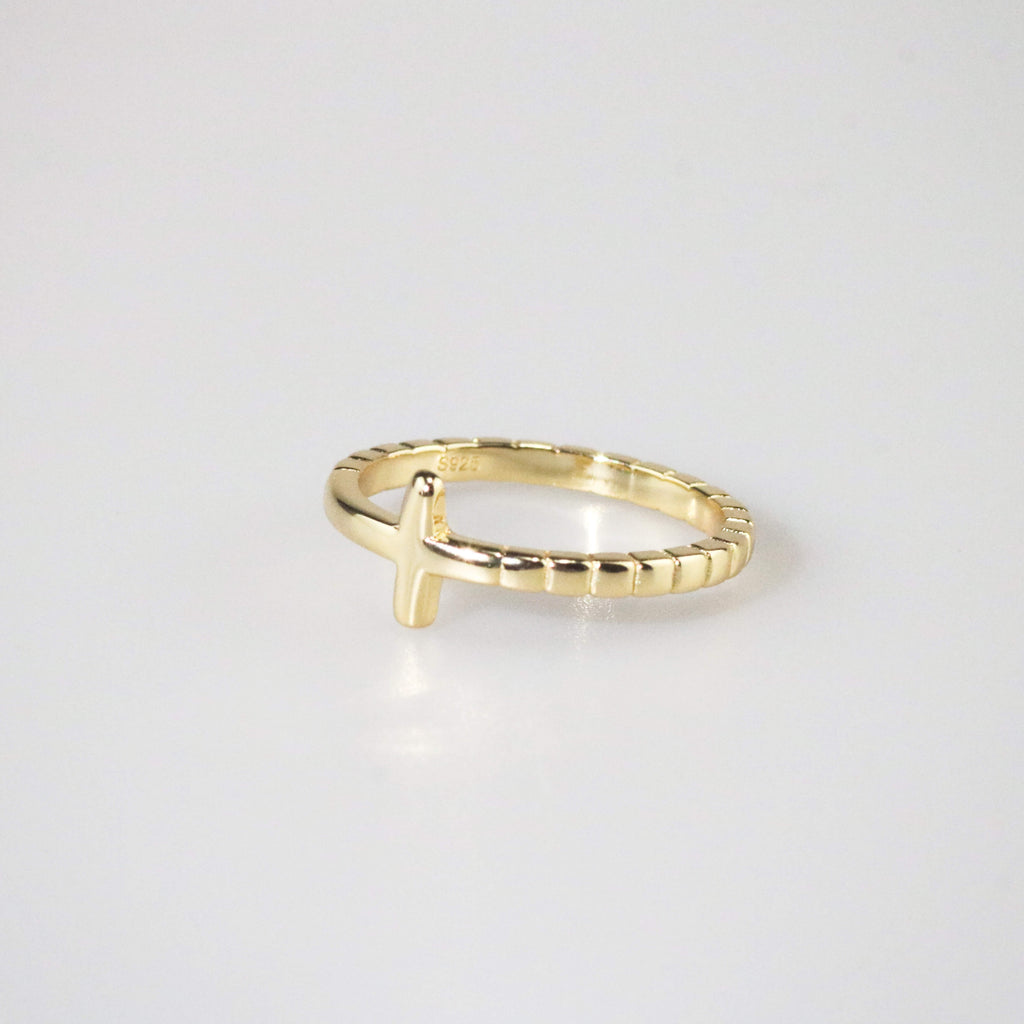 Cora Cross Ring | 14k Gold Plated Sterling Silver 0