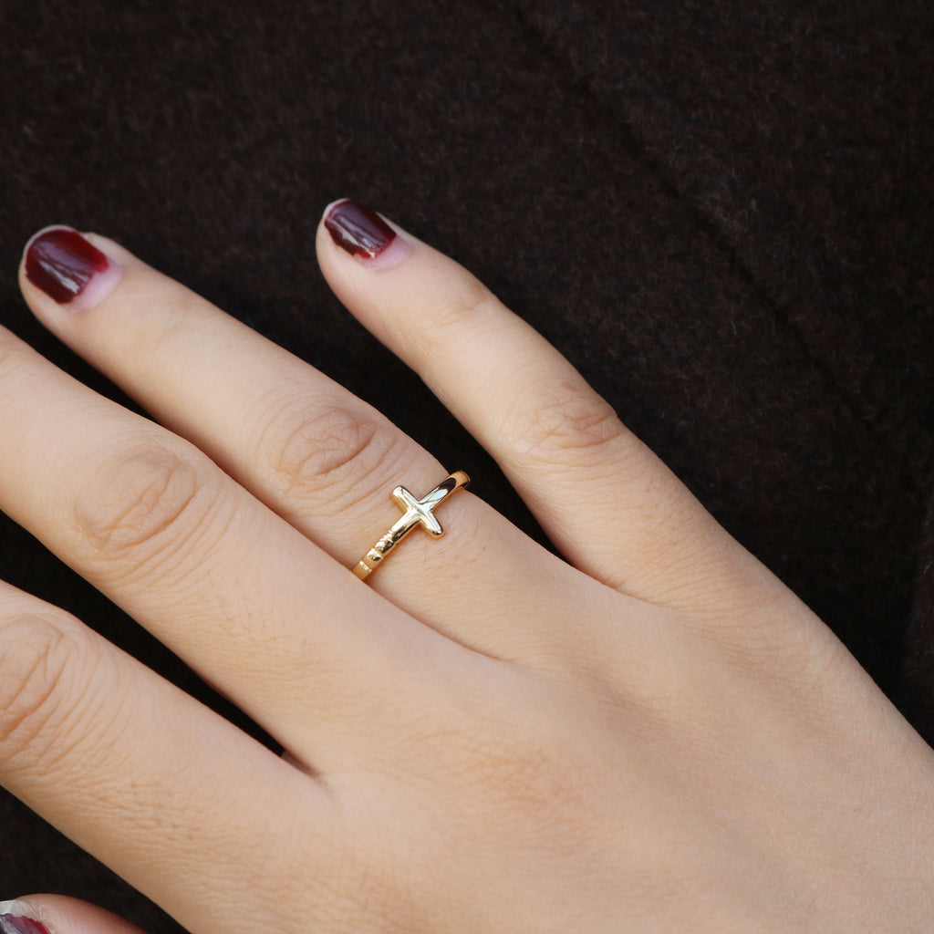 Cora Cross Ring | 14k Gold Plated Sterling Silver 1