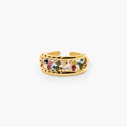 Cora Crystal Bead Ring | 18k Gold Plated, Multi-Colored Gemstones 0