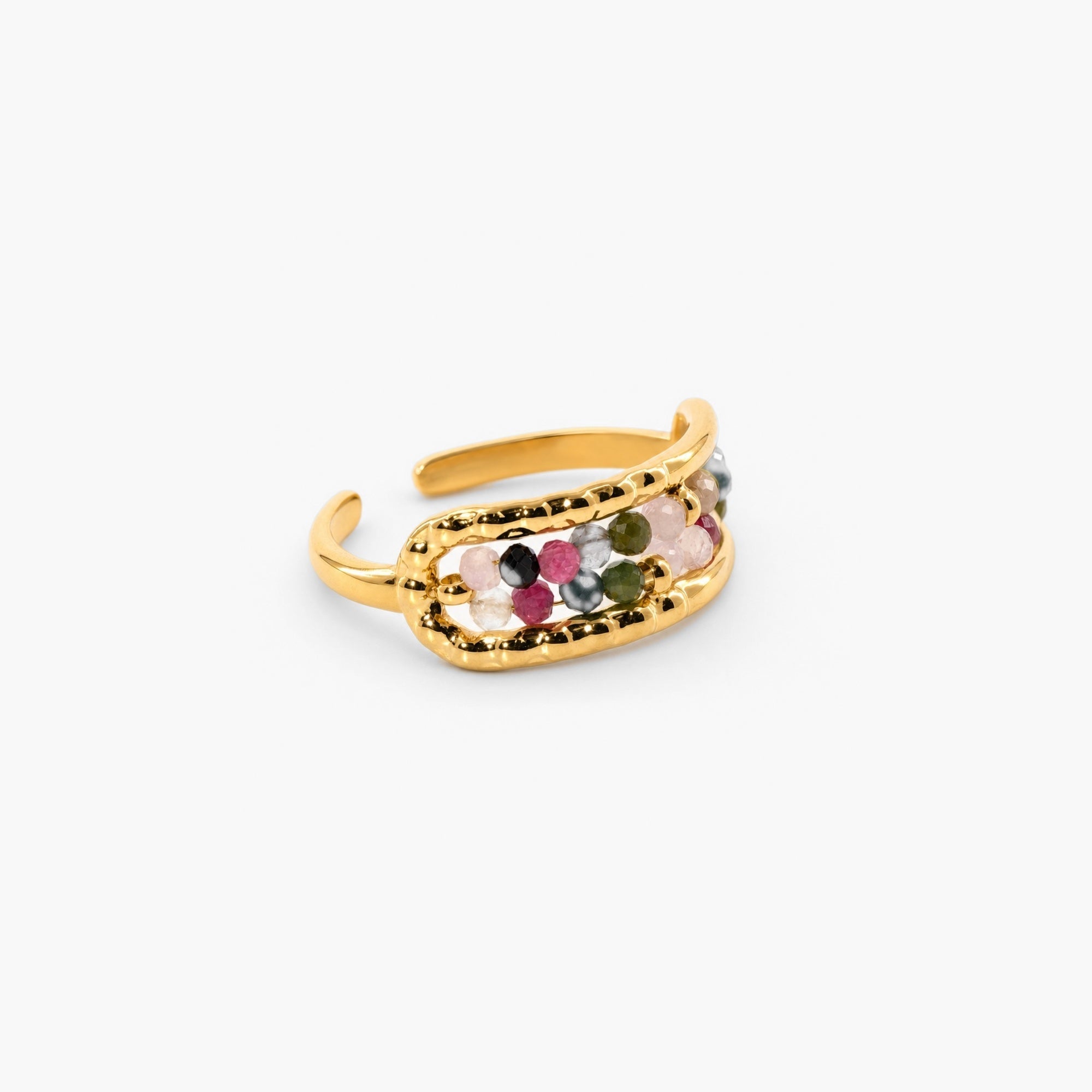 Cora Crystal Bead Ring | 18k Gold Plated, Multi-Colored Gemstones 1