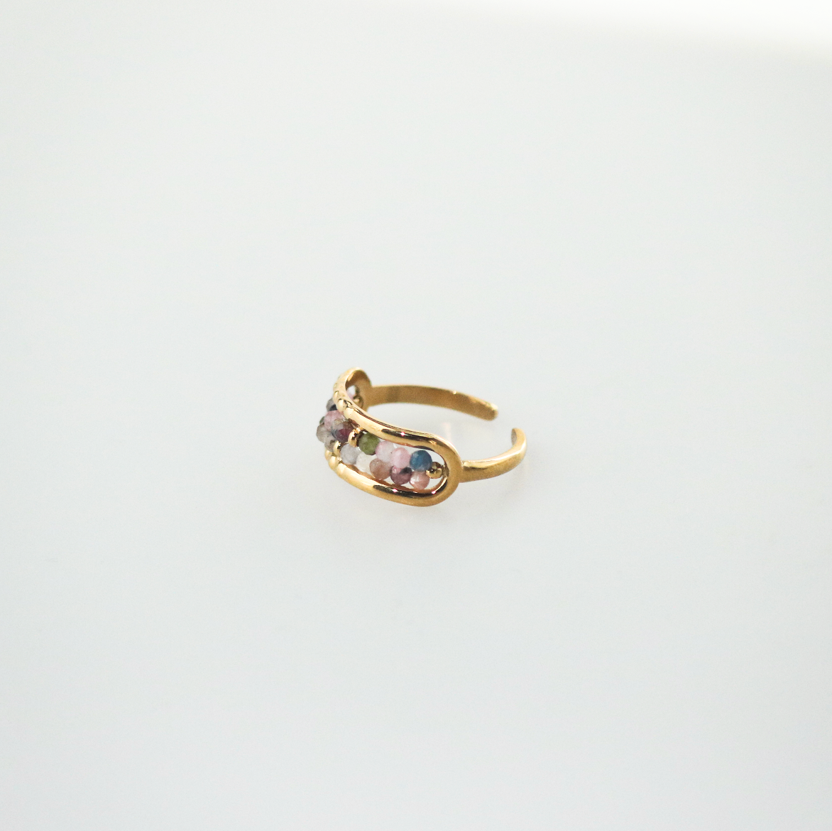 Cora Crystal Bead Ring | 18k Gold Plated, Multi-Colored Gemstones 4