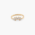 Cora Gemstone Ring | 9k Gold Plated, Adjustable Band with Six Clear Stones 0