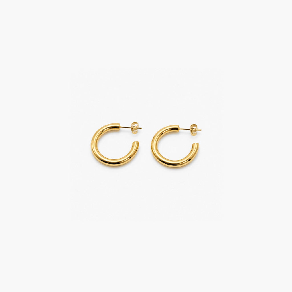 Cora Medium Hoop Earrings | 18k Gold Plated, Hypoallergenic Stainless Steel 0
