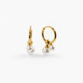 Dalia Gold Hoop Earrings | 18k Gold Plated, Double Pearl Design 0