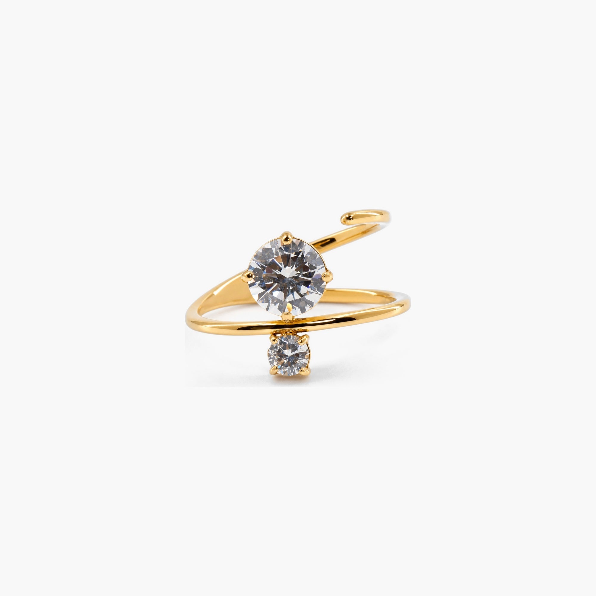 Dalia Spark Ring | 18k Gold Plated Stainless Steel, Two-Stone Design 0