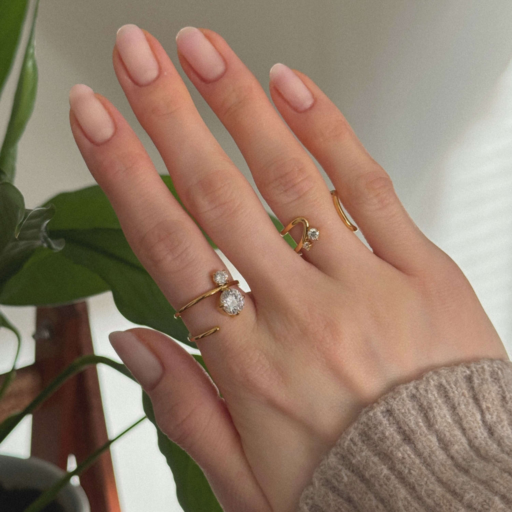 Dalia Spark Ring | 18k Gold Plated Stainless Steel, Two-Stone Design 1
