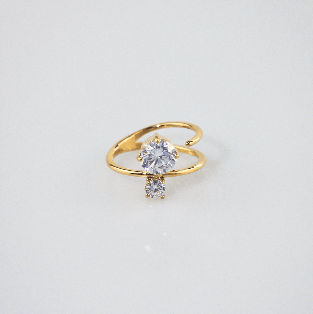 Dalia Spark Ring | 18k Gold Plated Stainless Steel, Two-Stone Design 6