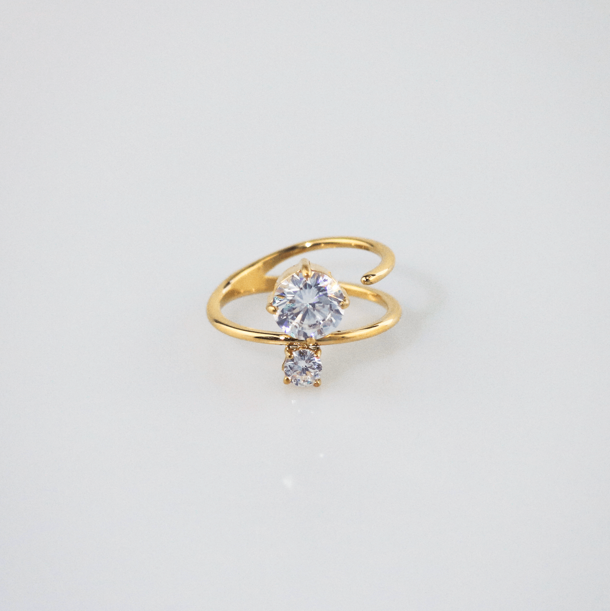 Dalia Spark Ring | 18k Gold Plated Stainless Steel, Two-Stone Design 6