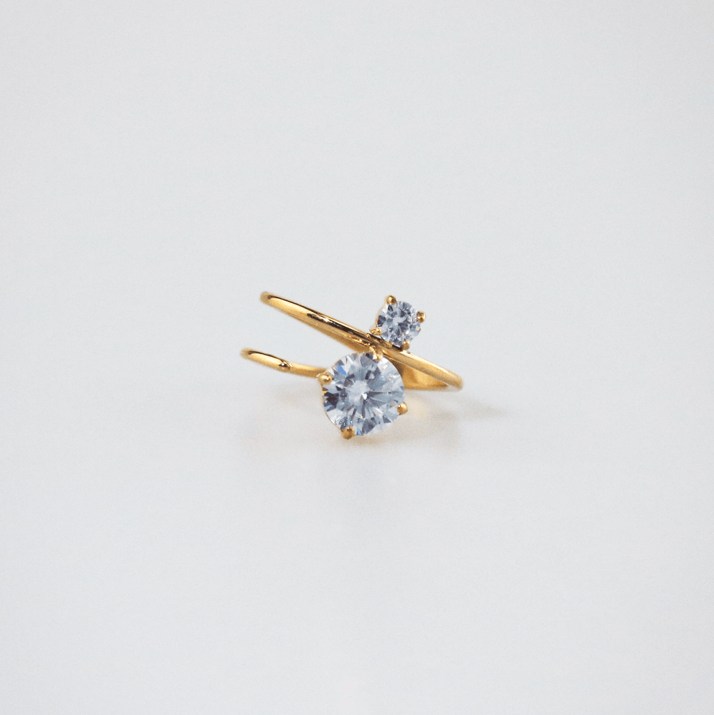Dalia Spark Ring | 18k Gold Plated Stainless Steel, Two-Stone Design 7