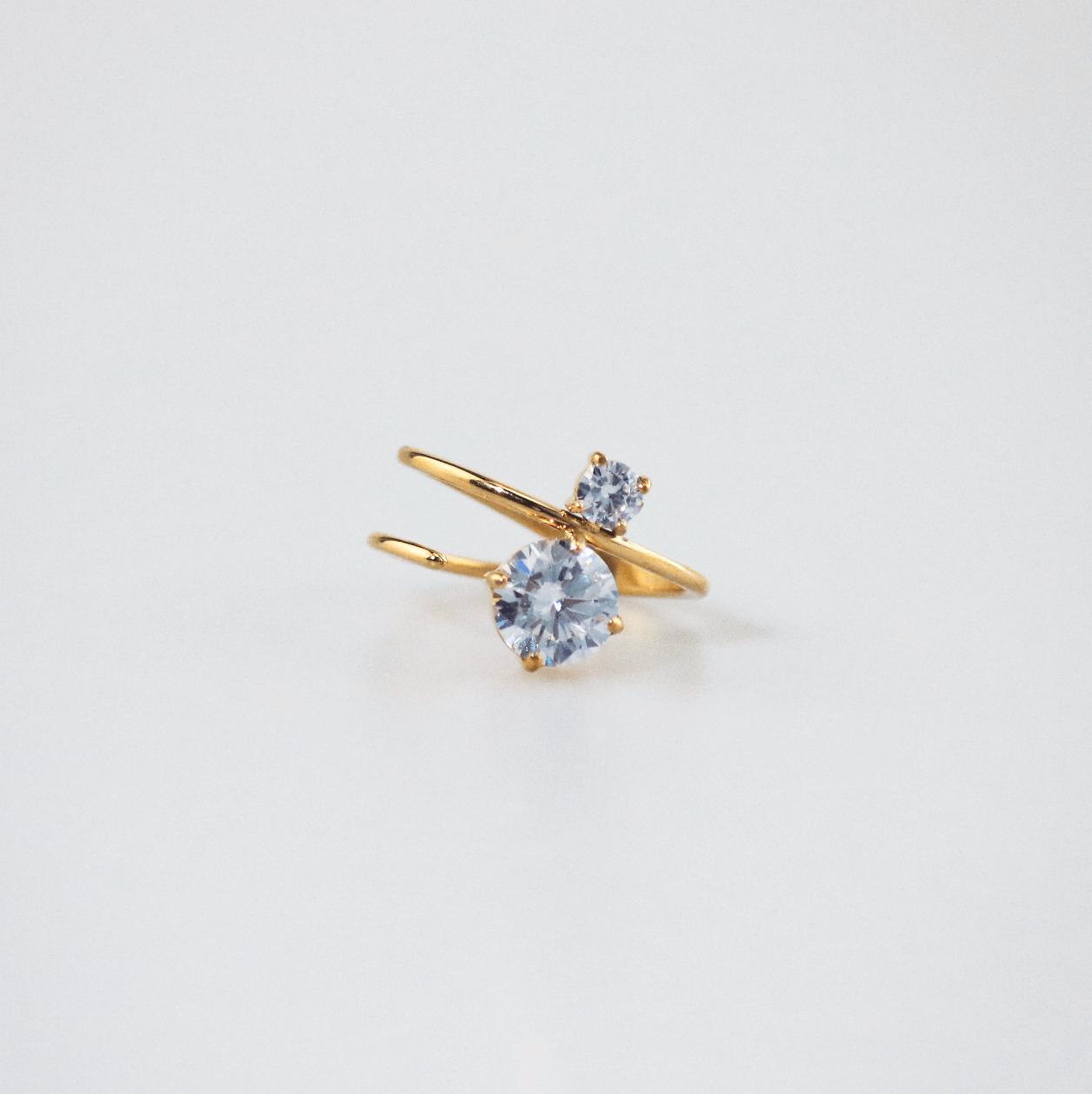 Dalia Spark Ring | 18k Gold Plated Stainless Steel, Two-Stone Design 7