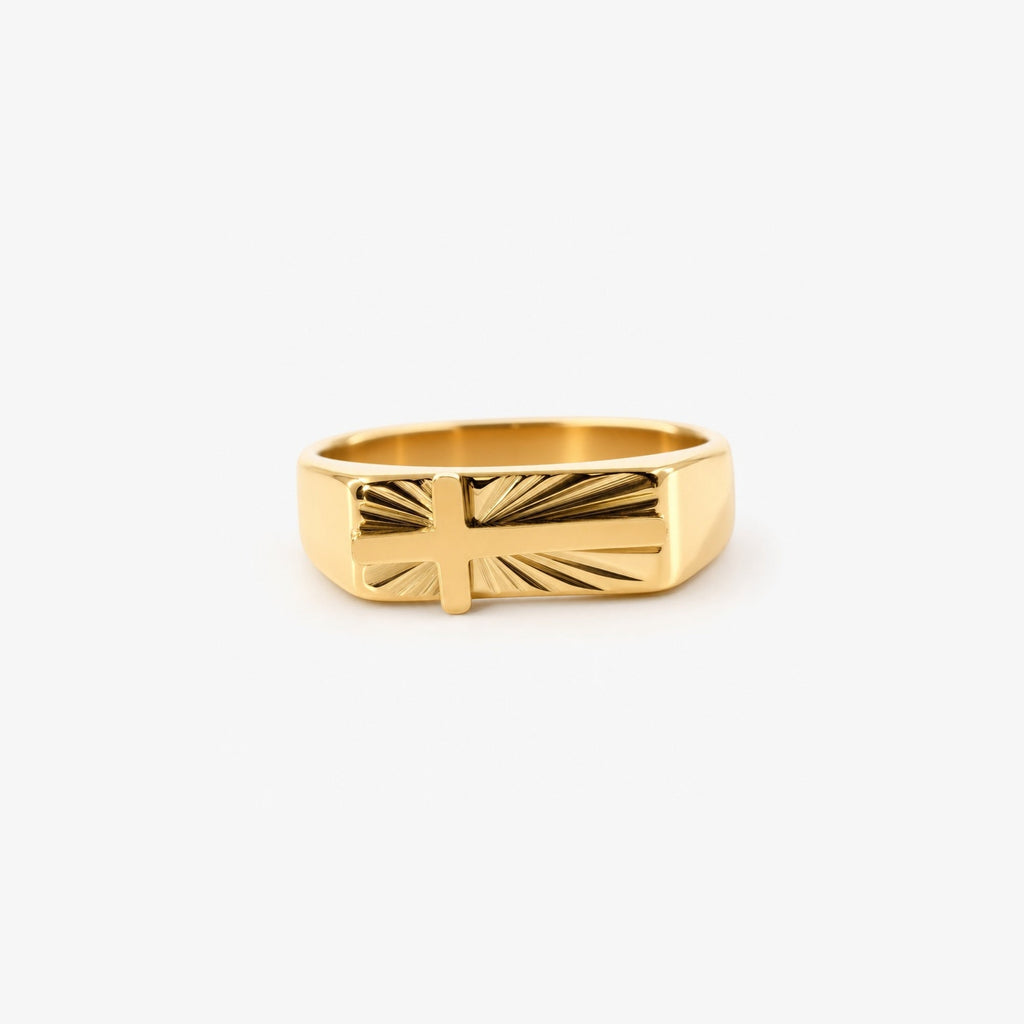 Dara Cross Ring | 18k Gold Plated Stainless Steel 0