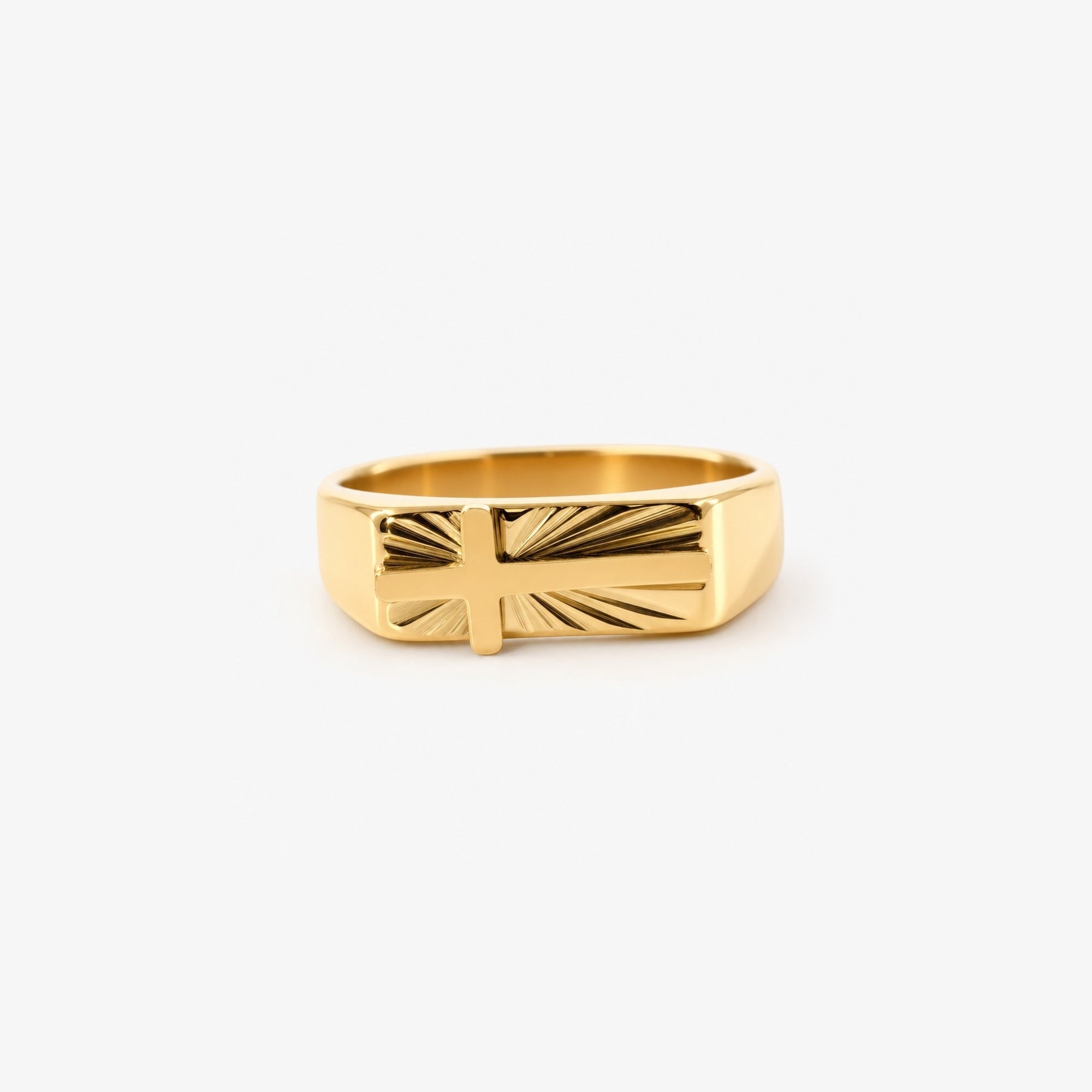 Dara Cross Ring | 18k Gold Plated Stainless Steel 0