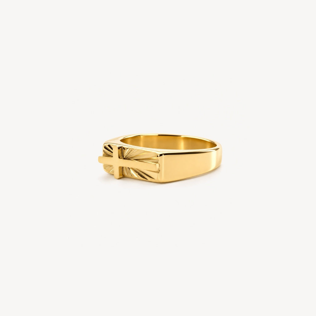 Dara Cross Ring | 18k Gold Plated Stainless Steel 1