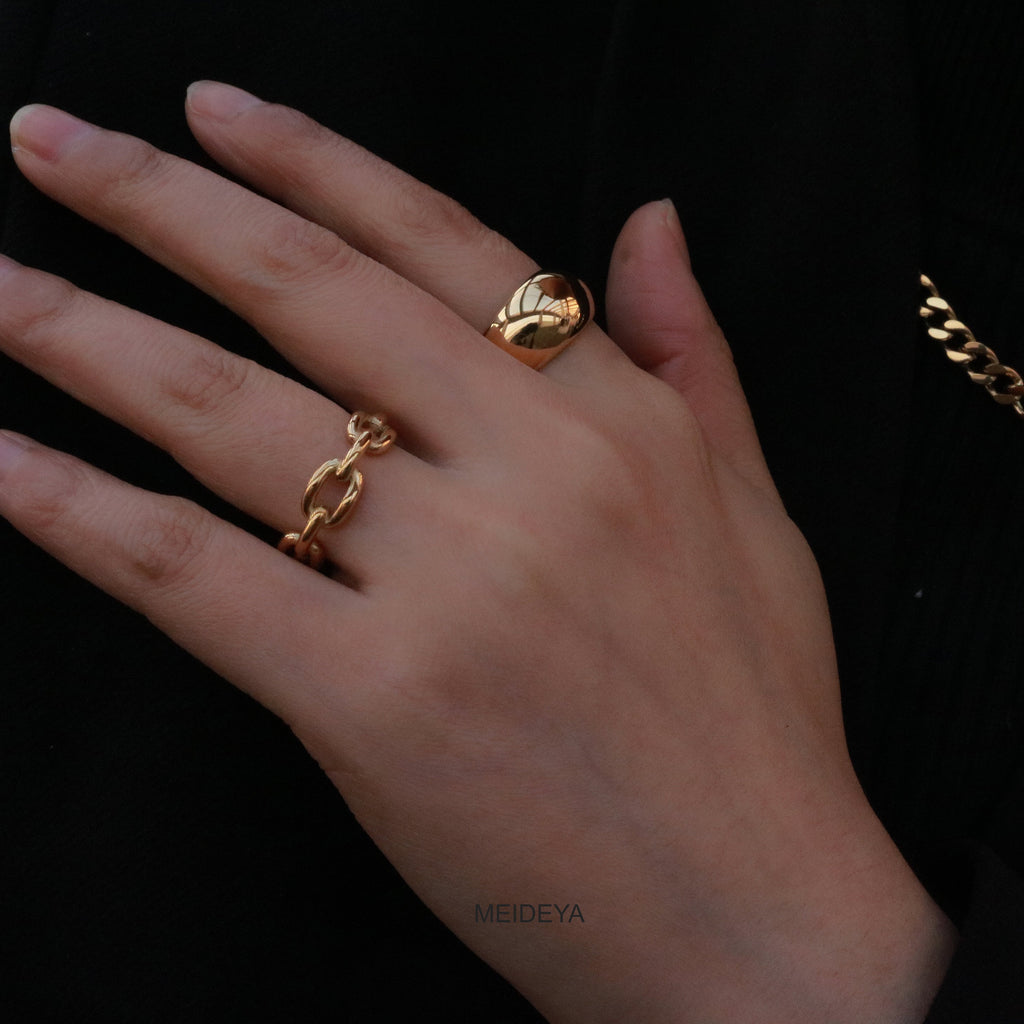 Dara Dome Ring | 18k Gold Plated Stainless Steel, Waterproof 1