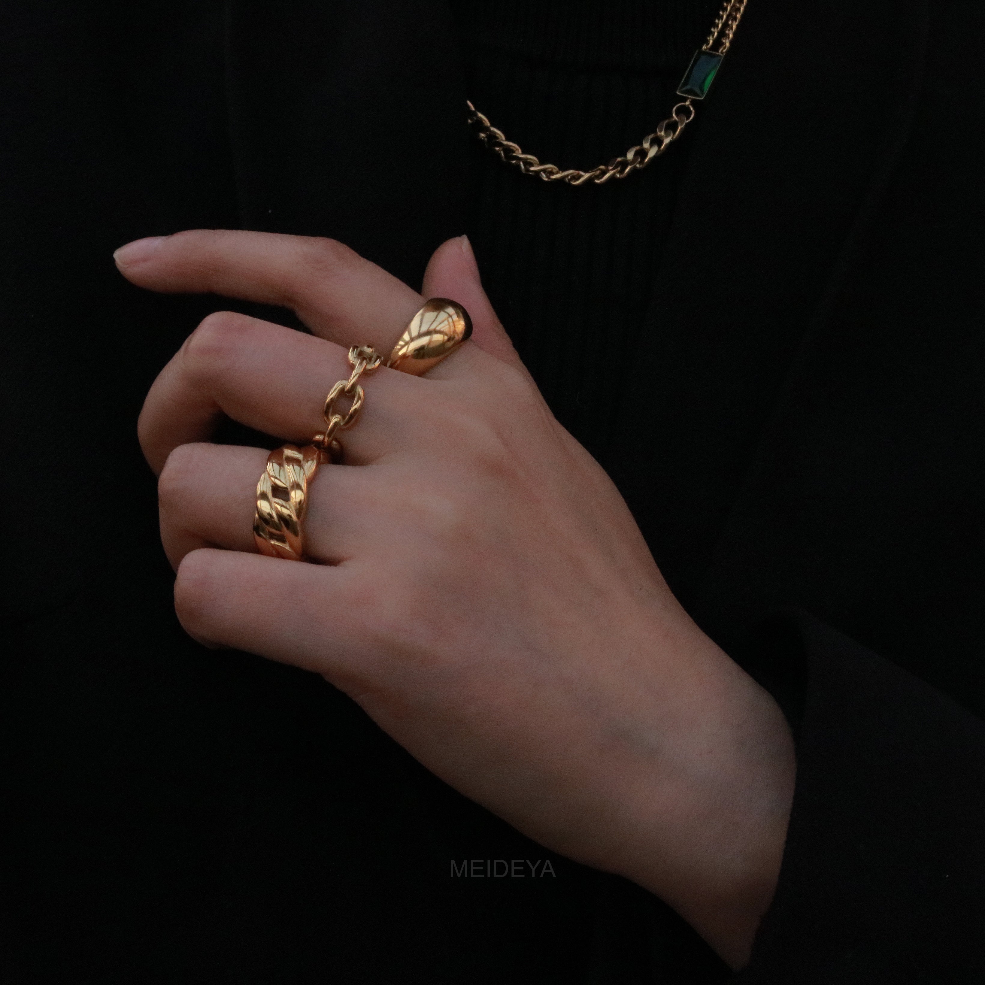 Dara Dome Ring | 18k Gold Plated Stainless Steel, Waterproof 2