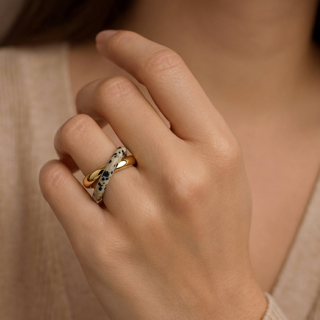 Dara Double Band Ring | 18k Gold Plated Stainless Steel 1