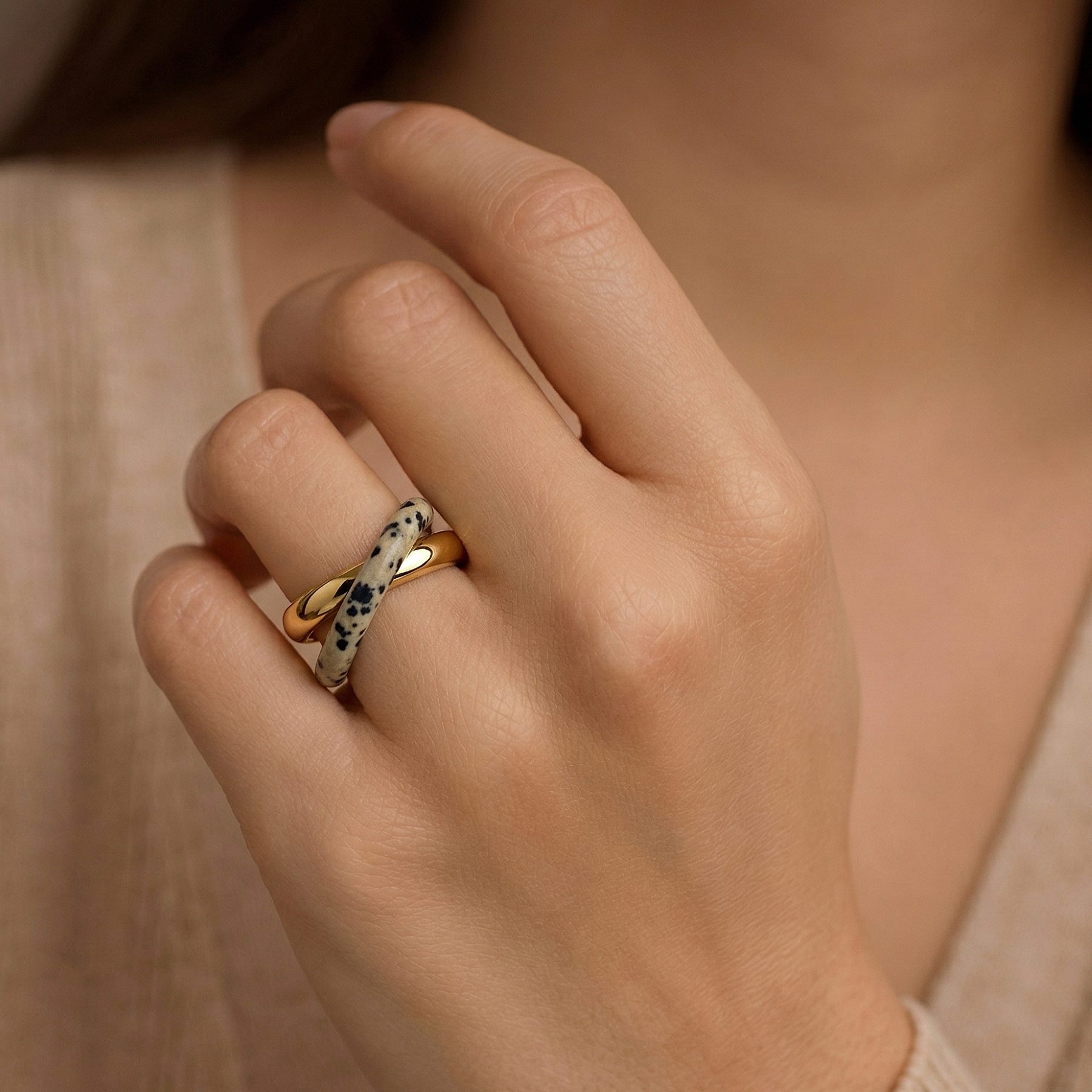 Dara Double Band Ring | 18k Gold Plated Stainless Steel 1