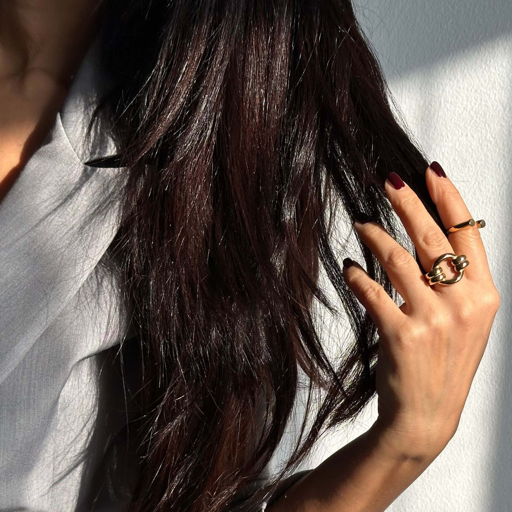 Dara Double Loop Ring | 18k Gold Plated Stainless Steel 2
