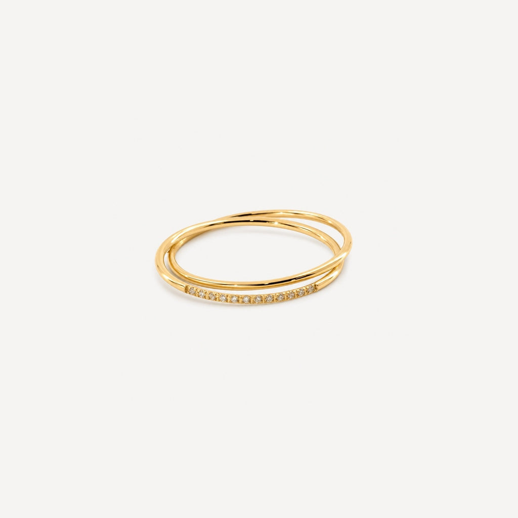 Dara Double Stacker Ring | 18k Gold Plated, White Stone Accents 0