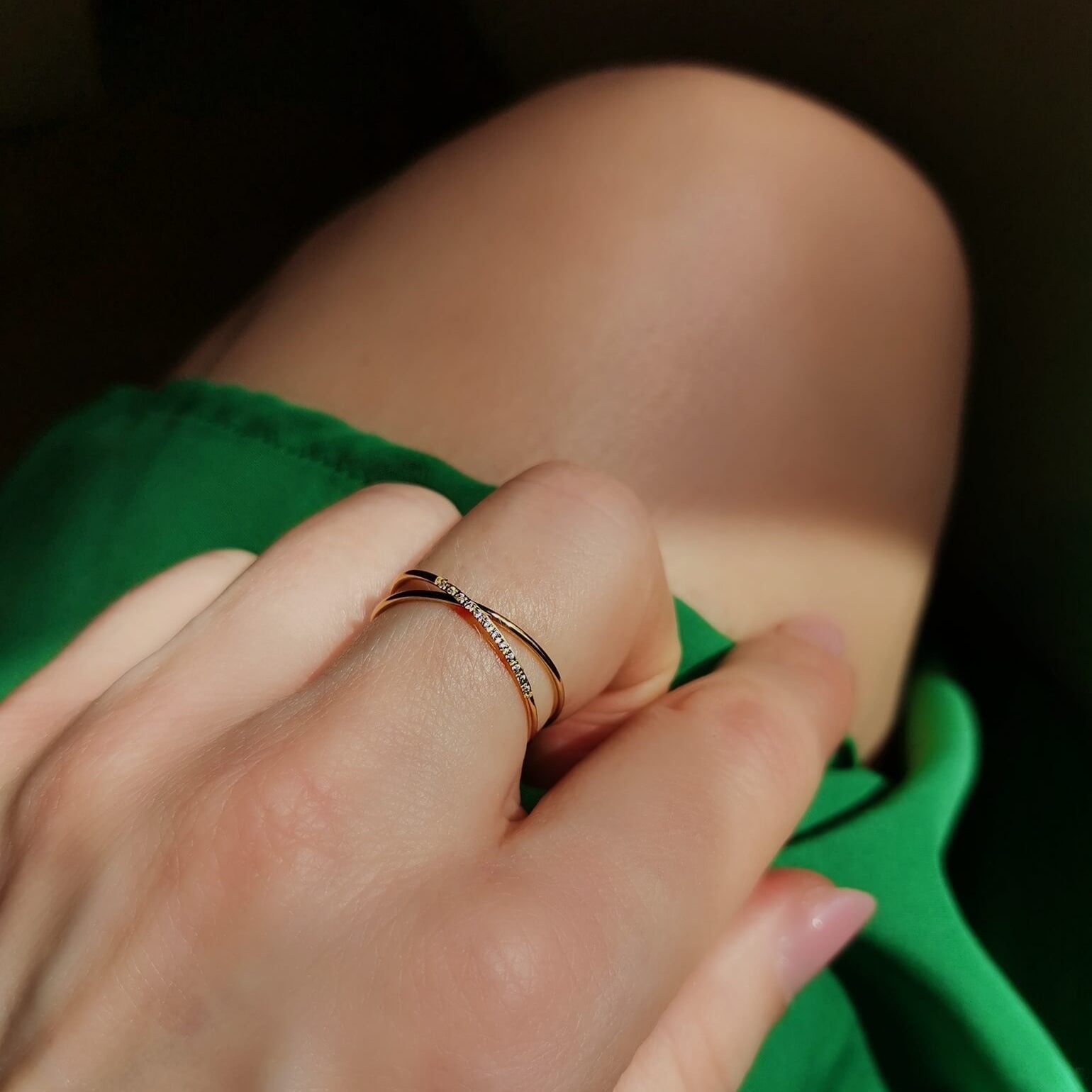 Dara Double Stacker Ring | 18k Gold Plated, White Stone Accents 2