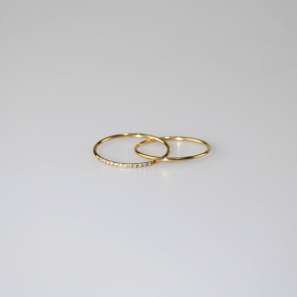 Dara Double Stacker Ring | 18k Gold Plated, White Stone Accents 6