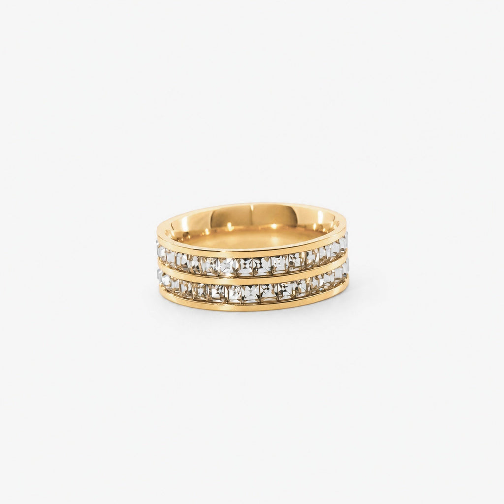 Eden CZ Band Ring | 18k Gold Plated Stainless Steel, Cubic Zirconia 0