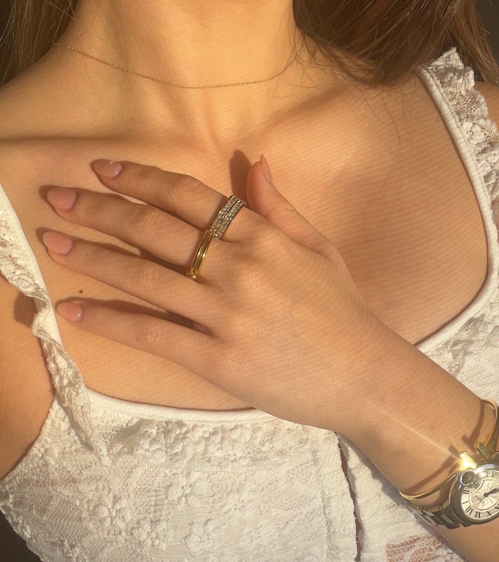 Eden CZ Band Ring | 18k Gold Plated Stainless Steel, Cubic Zirconia 5