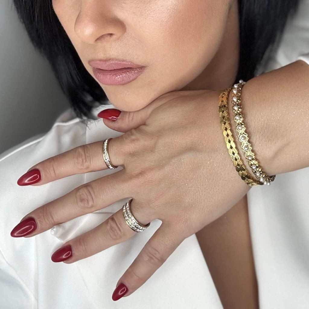 Eden CZ Band Ring | 18k Gold Plated Stainless Steel, Cubic Zirconia 6