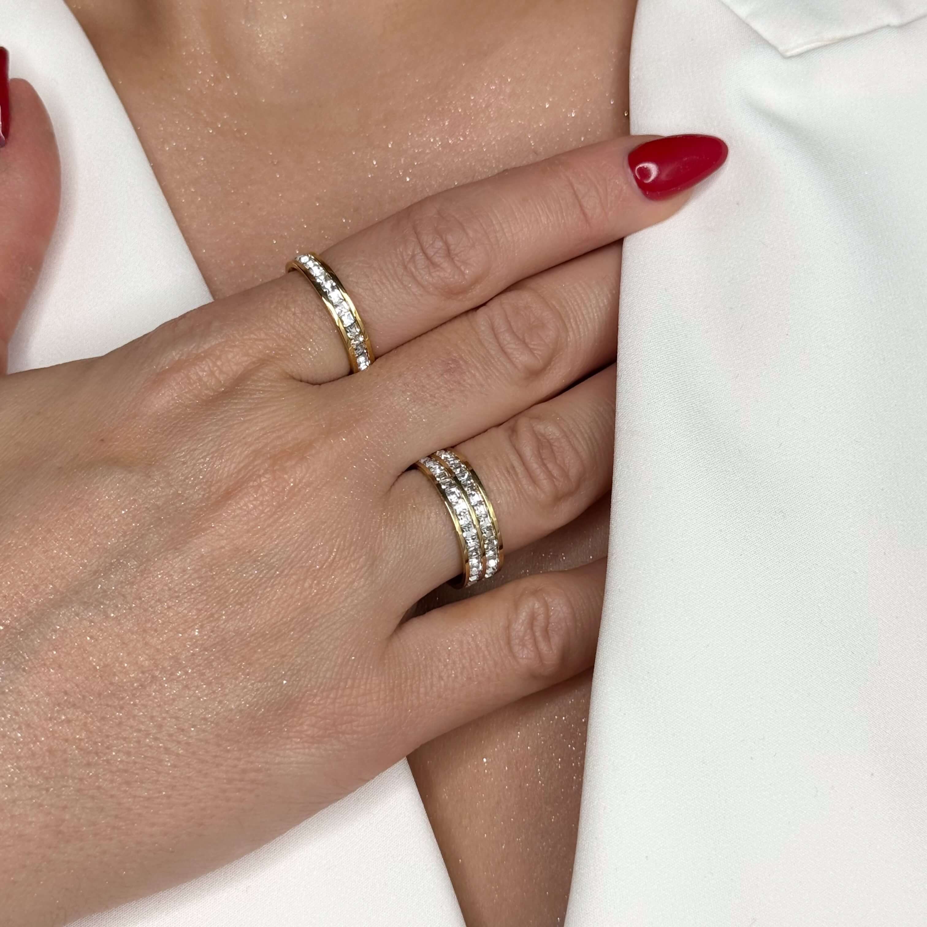 Eden Eternity Ring Set | 18k Gold Plated CZ Bands 1