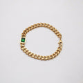 Elysia Curb Chain Bracelet | Square Emerald Gemstone, 18k Gold Plated 0