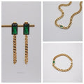 Elysia Emerald Jewelry Set | 18k Gold Plated, Tarnish Resistant Necklace and Earring Set 0