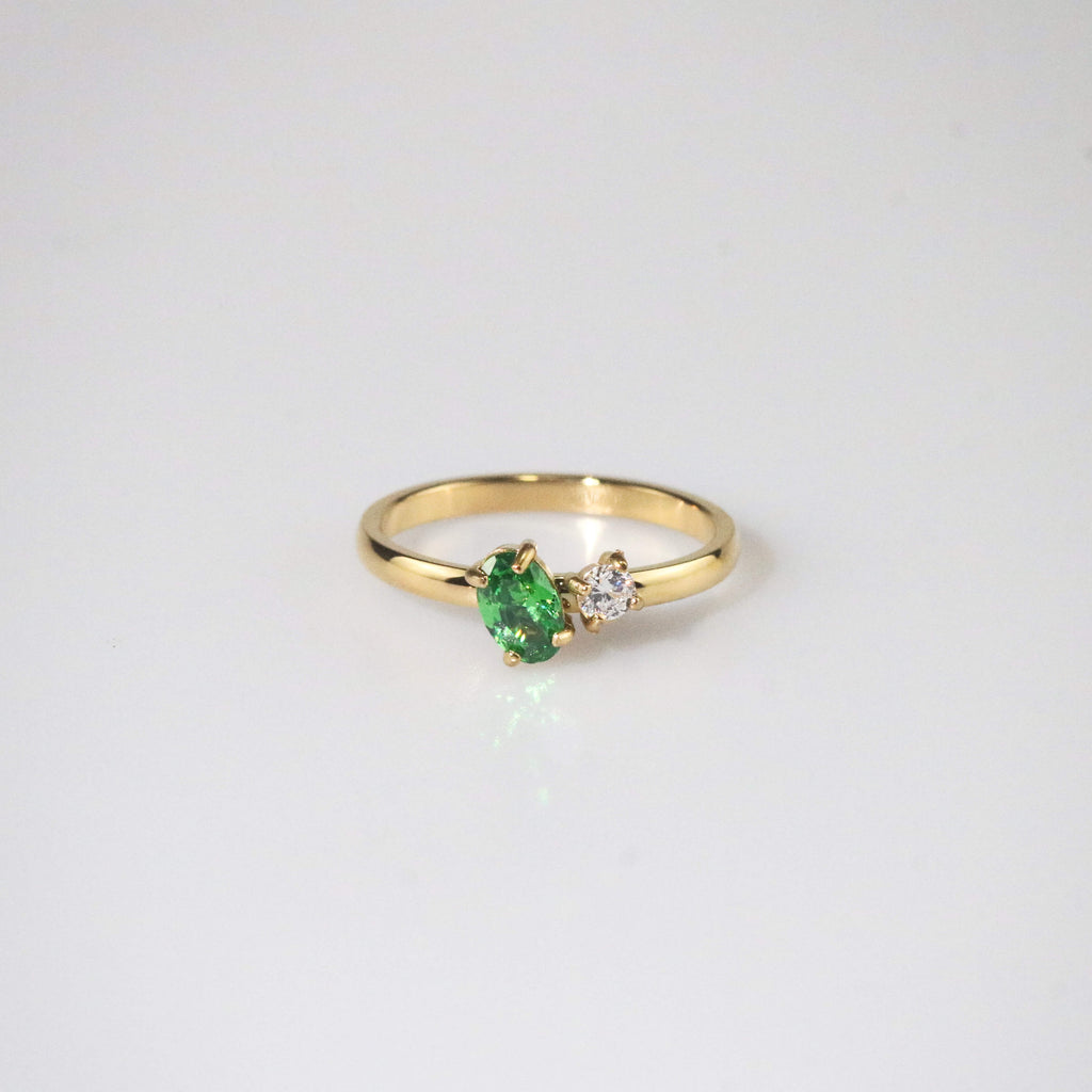 Elysia Emerald Ring | 18k Gold Plated, Tarnish Resistant 0