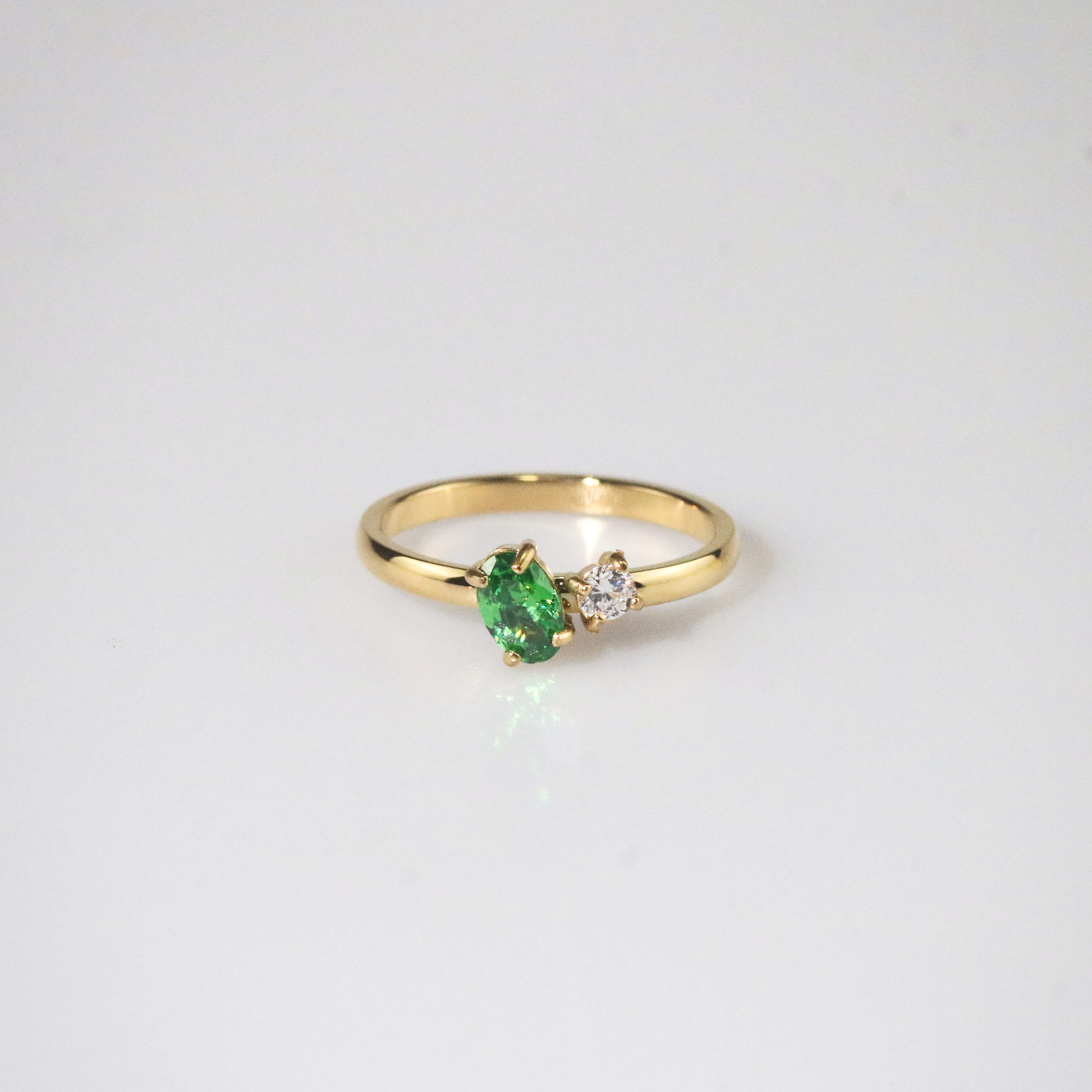 Elysia Emerald Ring | 18k Gold Plated, Tarnish Resistant 0