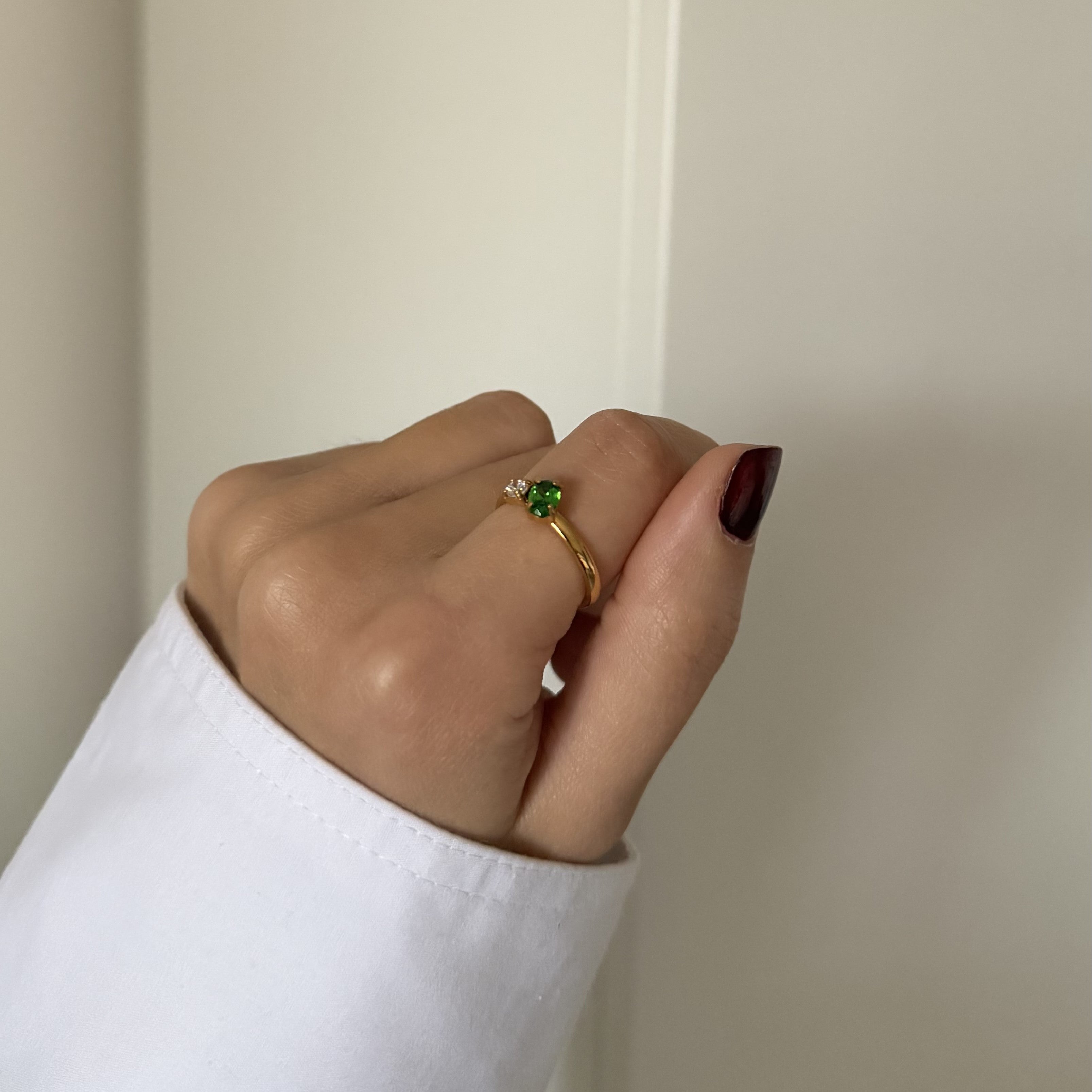 Elysia Emerald Ring | 18k Gold Plated, Tarnish Resistant 2