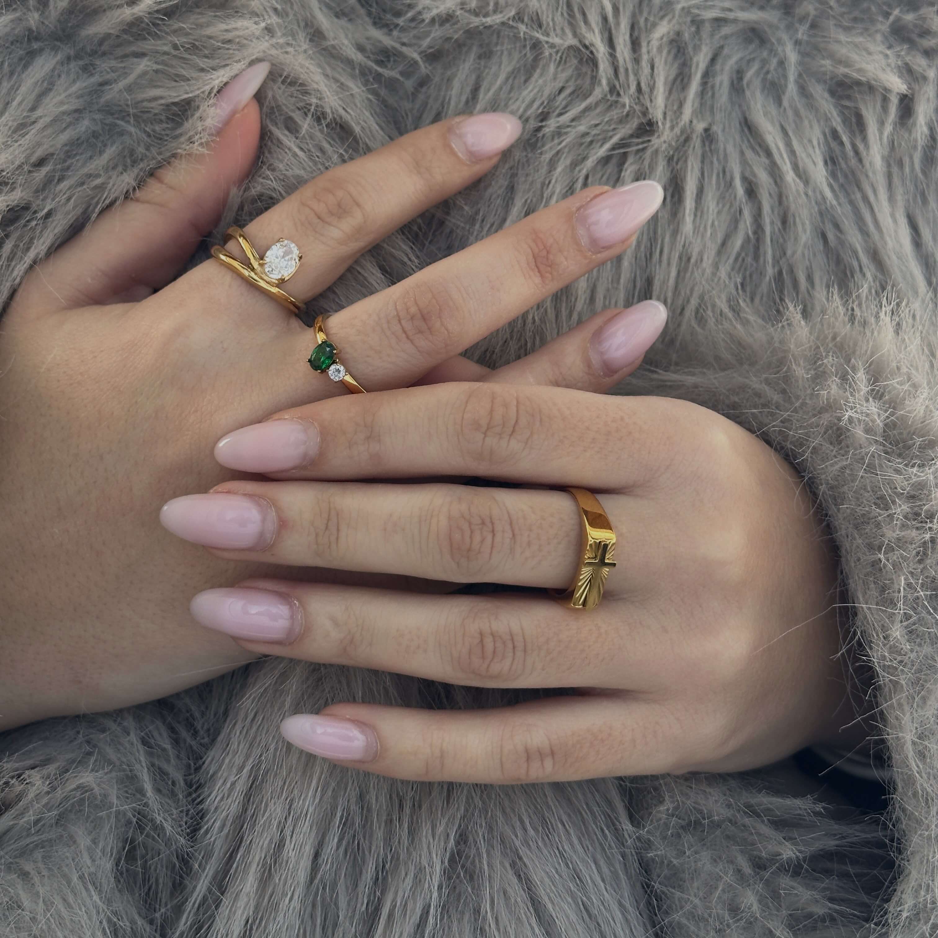 Elysia Emerald Ring | 18k Gold Plated, Tarnish Resistant 4