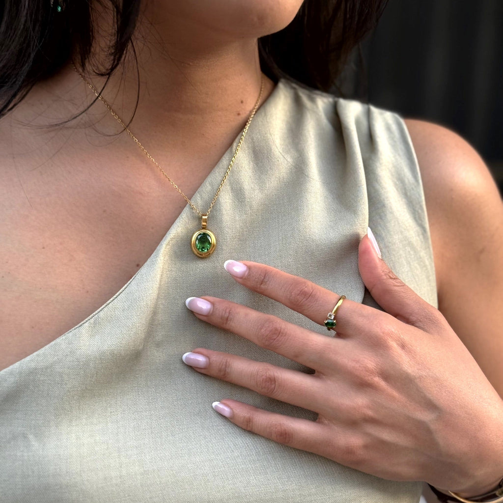 Elysia Emerald Ring | 18k Gold Plated, Tarnish Resistant 5