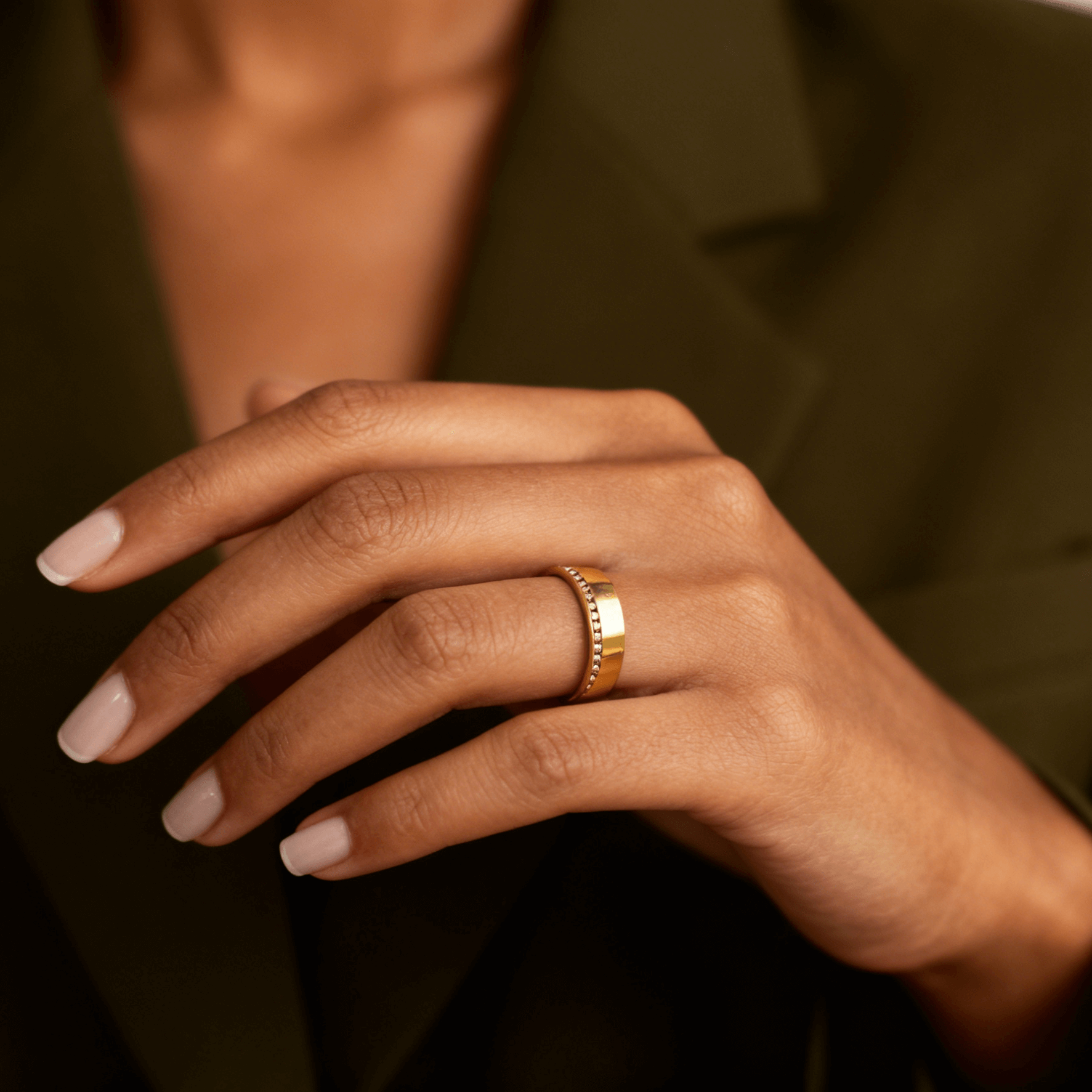 Elysia Lace Band Ring | 18k Gold Plated Pave-Set Stones 1